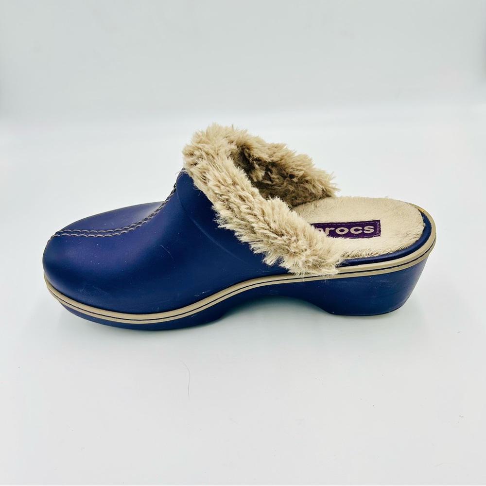 Crocs shoes Eva Cobbler Faux Fur Lined Mule Clogs cozy shoes Purple Women Size 8 - Picture 3 of 9